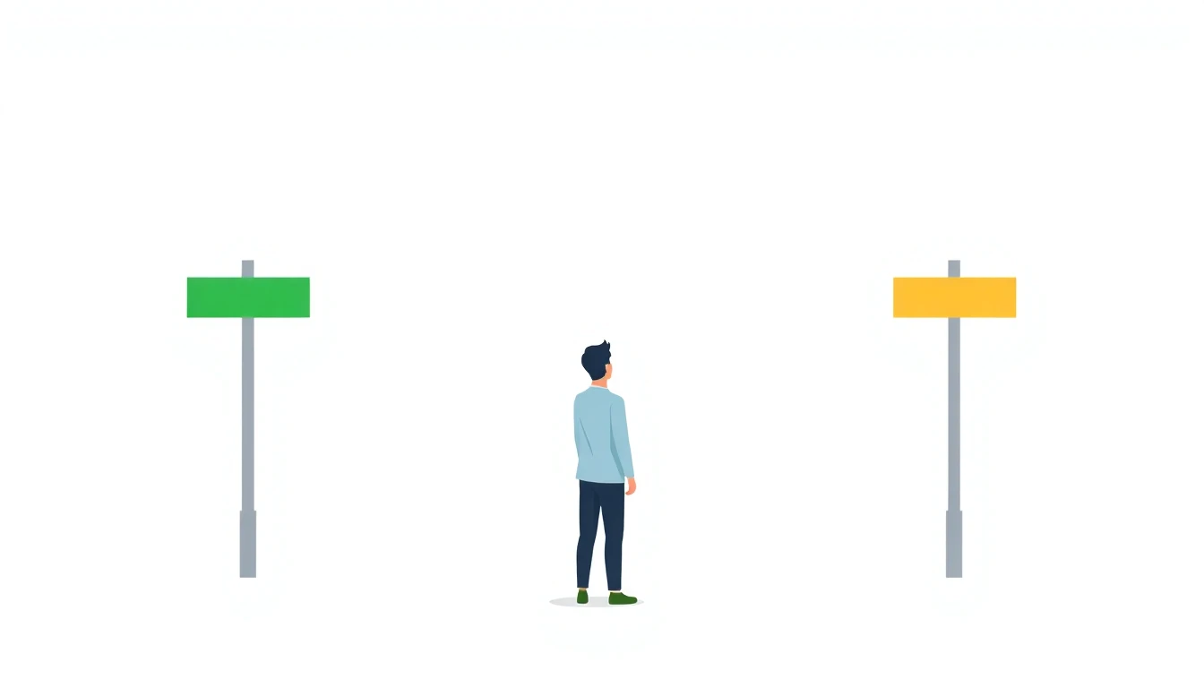 転職サービスの使い分けを考える人のイラスト